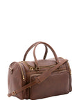 Borsa da viaggio unisex in vera pelle 100% cotone 4045-TESTA DI MORO Alessia Firenze