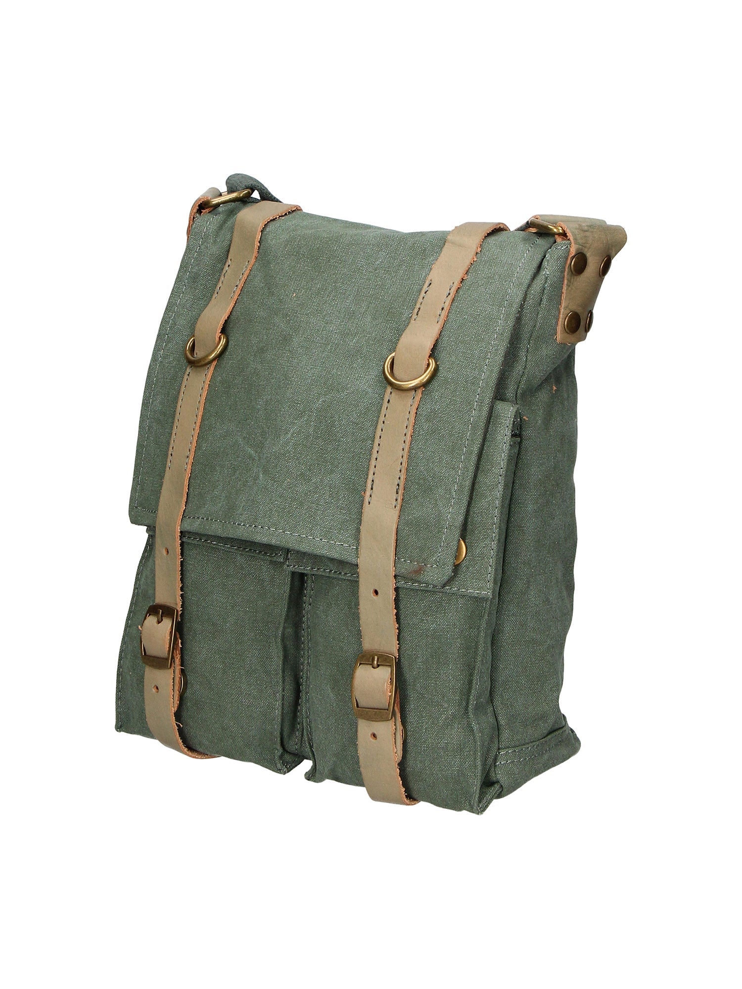 Milena Borsa a tracolla unisex Canvas e vera pelle ZG3009-VERDE GREEN Chiara Ferretti