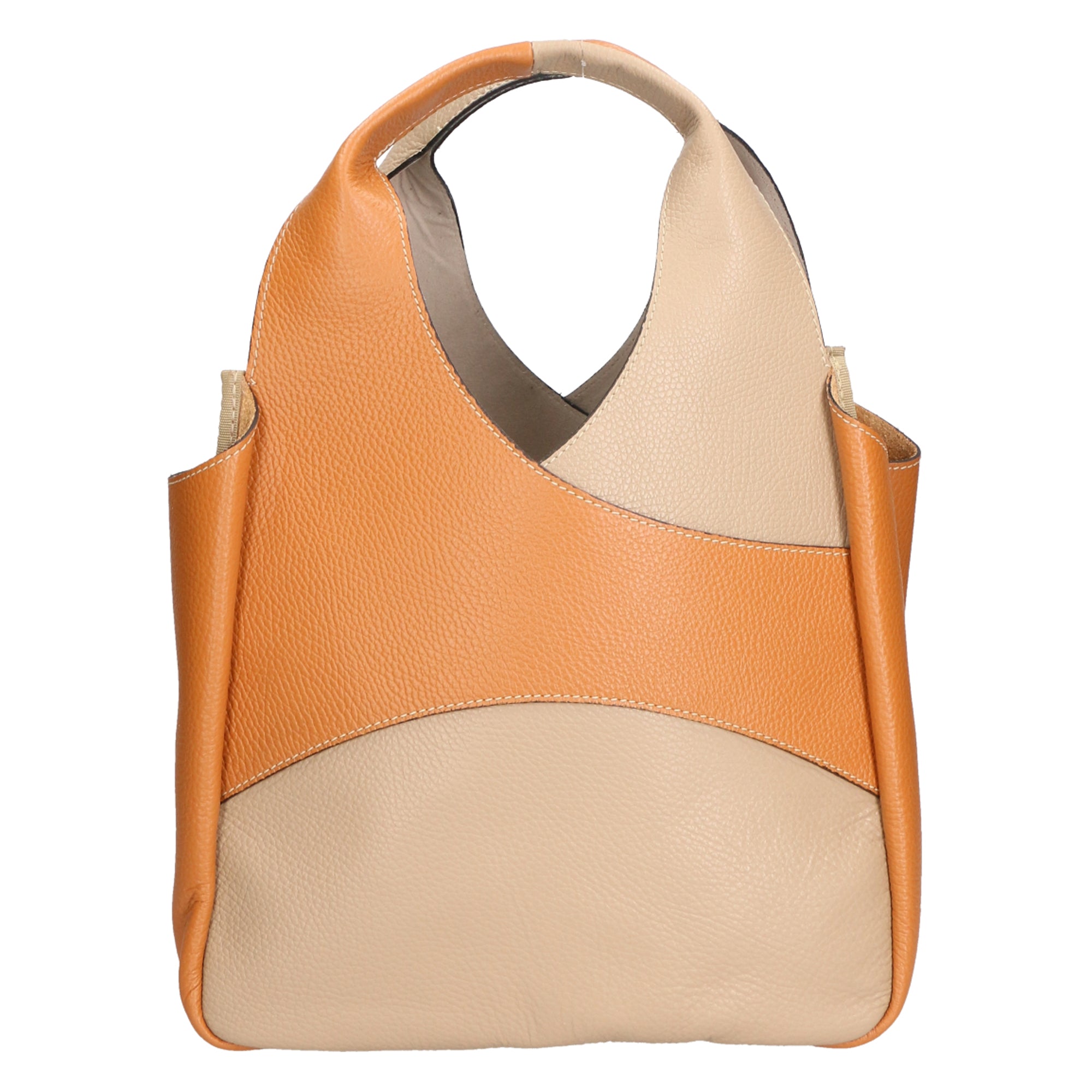 Iside Borsa a mano da donna 100% pelle 05793-D05 CAPPUCCINO + D44 CUOIO Chiara Ferretti