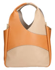 Iside Borsa a mano da donna 100% pelle 05793-D05 CAPPUCCINO + D44 CUOIO Chiara Ferretti