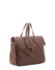 Borsa da viaggio unisex in vera pelle 100% cotone 4066-TESTA DI MORO Alessia Firenze