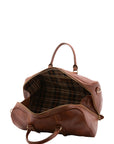 Borsa da viaggio unisex in vera pelle 100% cotone 4514-MARRONE Alessia Firenze