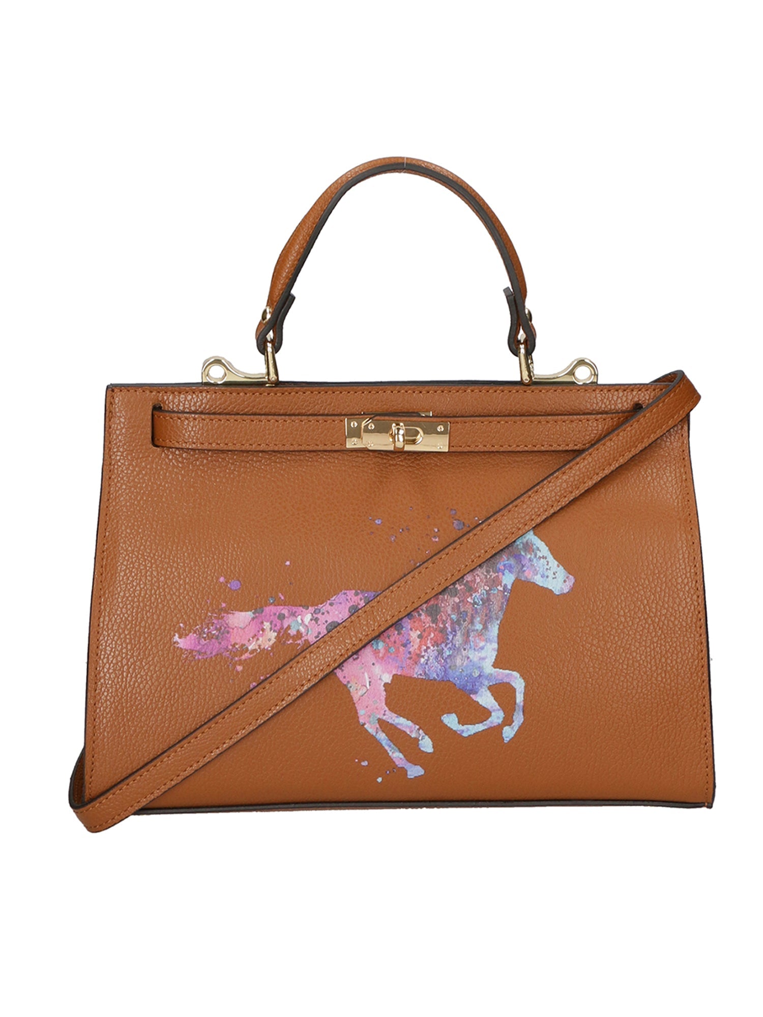 Nina Borsa a mano da donna 100% pelle 04263-D17 CUOIO SCURO DARK COGNAC Chiara Ferretti