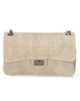 Edvige Borsa a spalla da donna Pelle Croco Stampata 80045-TAUPE Chiara Ferretti