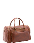Borsa da viaggio unisex in vera pelle 100% cotone 4045-MARRONE Alessia Firenze