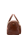 Borsa da viaggio unisex in vera pelle 100% cotone 4045-MARRONE Alessia Firenze
