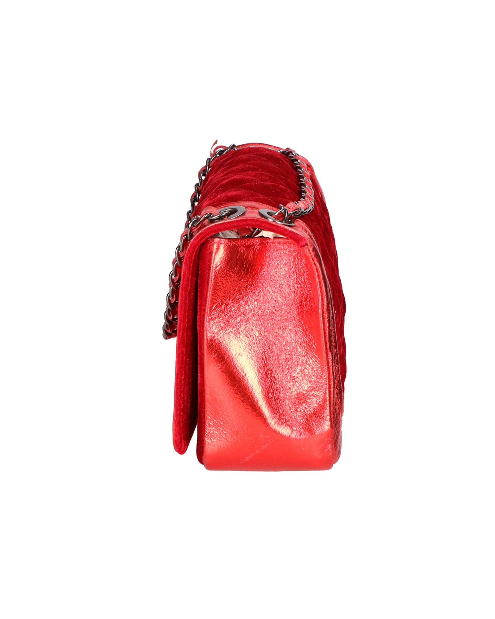 Valeriana Borsa a tracolla da donna Velluto e pelle 1139-ROSSO  Chiara Ferretti