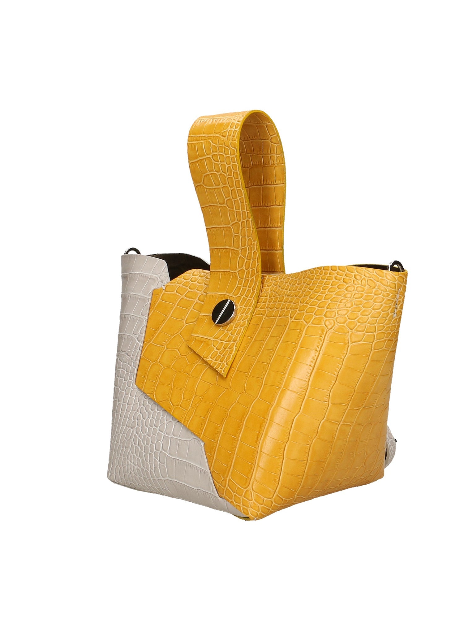 Ombretta Borsa a mano da donna Vera pelle 00643-C36+C16 SENAPE MUSTARD+GRIGIO GREY Chiara Ferretti