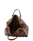 Borsa da viaggio unisex in vera pelle 100% cotone 4039-TESTA DI MORO Alessia Firenze