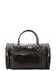 Borsa da viaggio unisex in vera pelle 100% cotone 4045-NERO Alessia Firenze