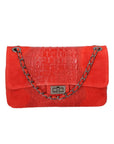 Edvige Borsa a spalla da donna Pelle Croco Stampata 80045-ROSSO RED Chiara Ferretti