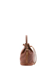 Borsa a secchiello unisex in vera pelle 100% cotone 4535-MARRONE Alessia Firenze