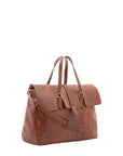 Borsa da viaggio unisex in vera pelle 100% cotone 4066-MARRONE Alessia Firenze