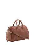 Borsa da viaggio unisex in vera pelle 100% cotone 4040-MARRONE Alessia Firenze
