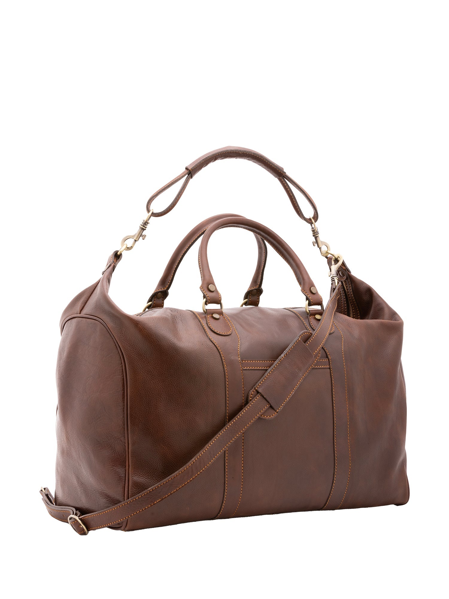 Borsa da viaggio unisex in vera pelle 100% cotone 4046-TESTA DI MORO Alessia Firenze