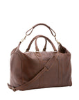 Borsa da viaggio unisex in vera pelle 100% cotone 4046-TESTA DI MORO Alessia Firenze