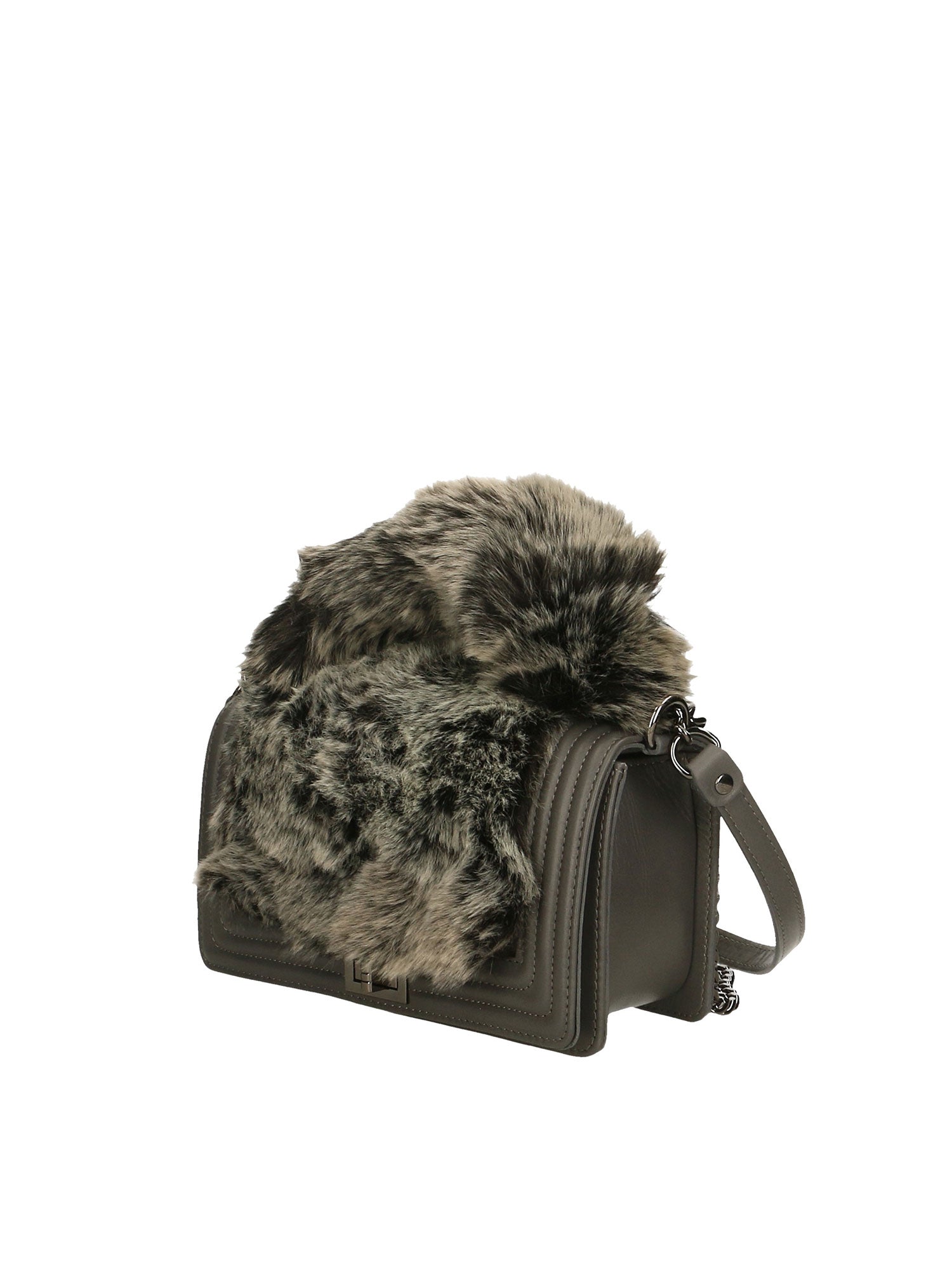 Silvana Pro Borsa a tracolla donna Vera pelle + Calfhair 6599-GRIGIO Chiara Ferretti