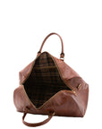 Borsa da viaggio unisex in vera pelle 100% cotone 4039-MARRONE Alessia Firenze