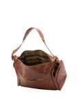 Borsa da viaggio unisex in vera pelle 100% cotone 4037-MARRONE Alessia Firenze