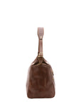 Borsa da viaggio unisex in vera pelle 100% cotone 4037-TESTA DI MORO Alessia Firenze