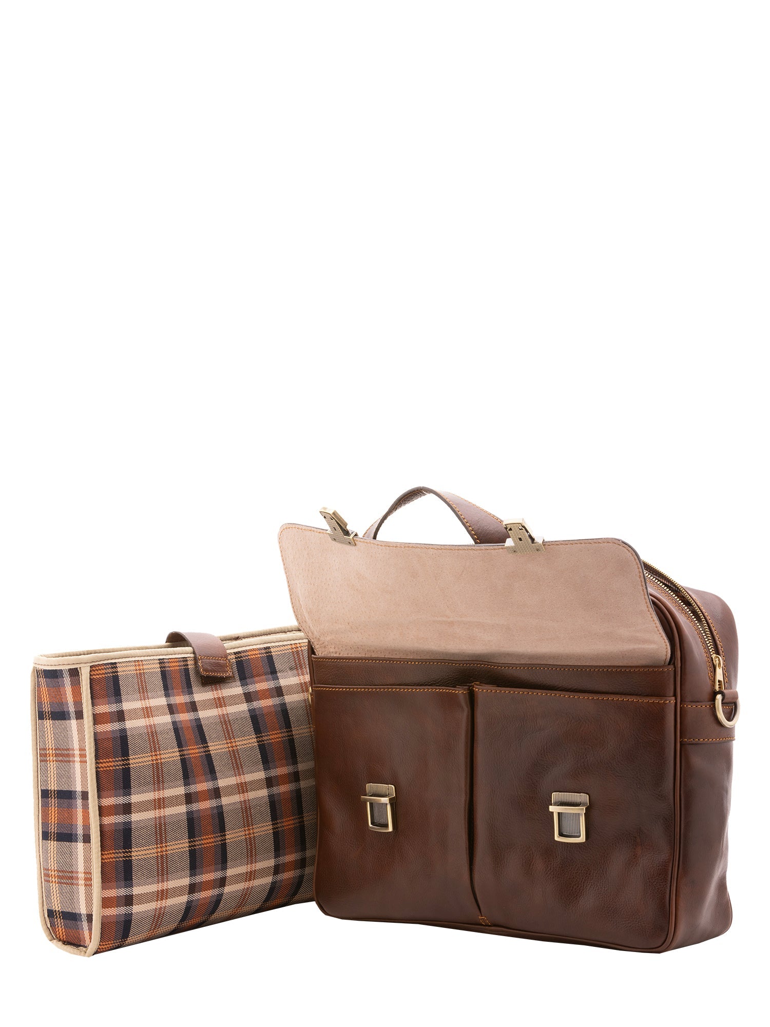 Borsa a mano unisex in vera pelle Made in Italy 4575-TESTA DI MORO Alessia Firenze