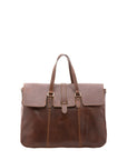 Borsa da viaggio unisex in vera pelle 100% cotone 4066-TESTA DI MORO Alessia Firenze