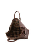 Borsa da viaggio unisex vera pelle 100% cotone 4546-TESTA DI MORO Alessia Firenze