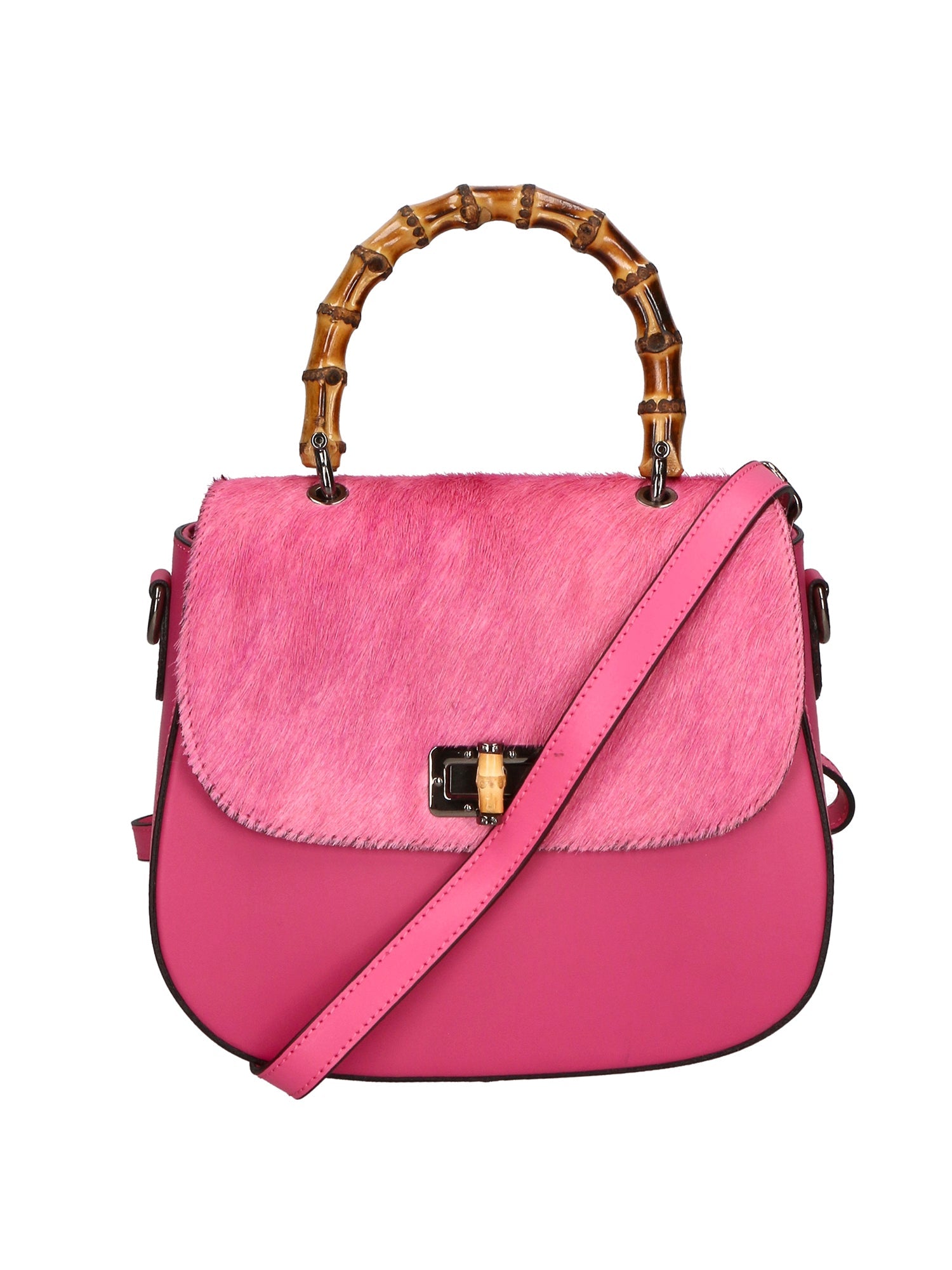 Natasha Borsa a mano da donna Vera pelle e Calfhair 191756-FUXIA FUCHSIA Chiara Ferretti