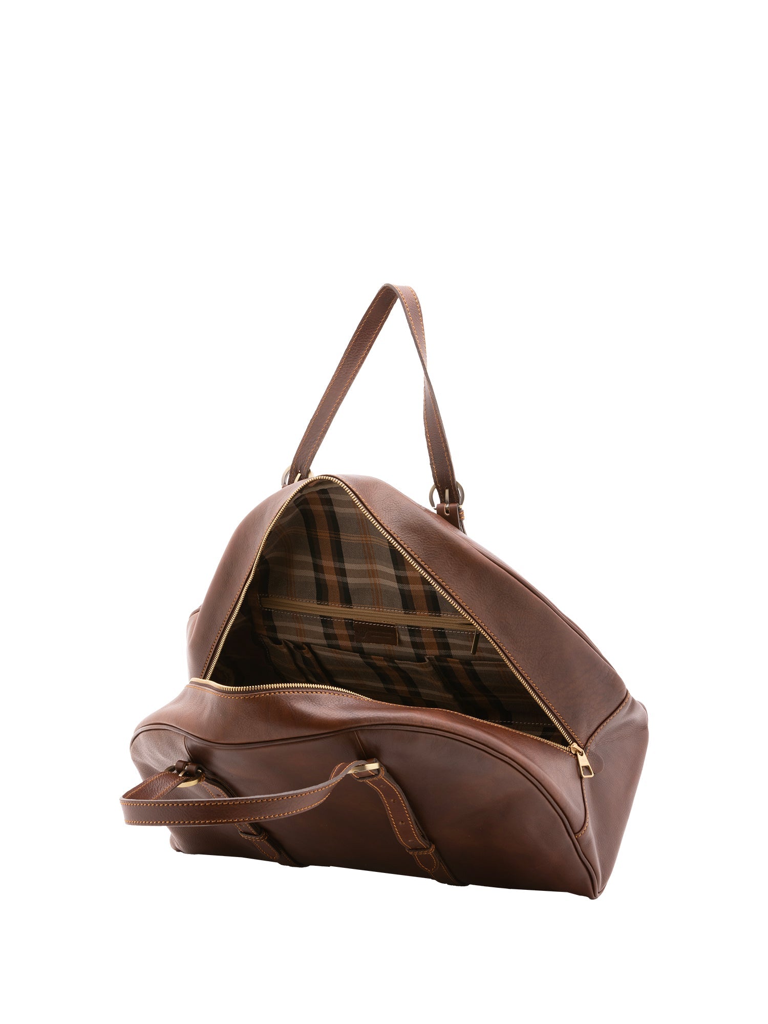 Borsa da viaggio unisex in vera pelle 100% cotone 4589-TESTA DI MORO Alessia Firenze
