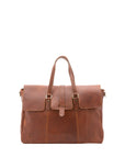 Borsa da viaggio unisex in vera pelle 100% cotone 4066-MARRONE Alessia Firenze