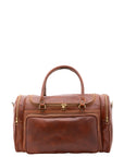 Borsa da viaggio unisex in vera pelle 100% cotone 4045-MARRONE Alessia Firenze