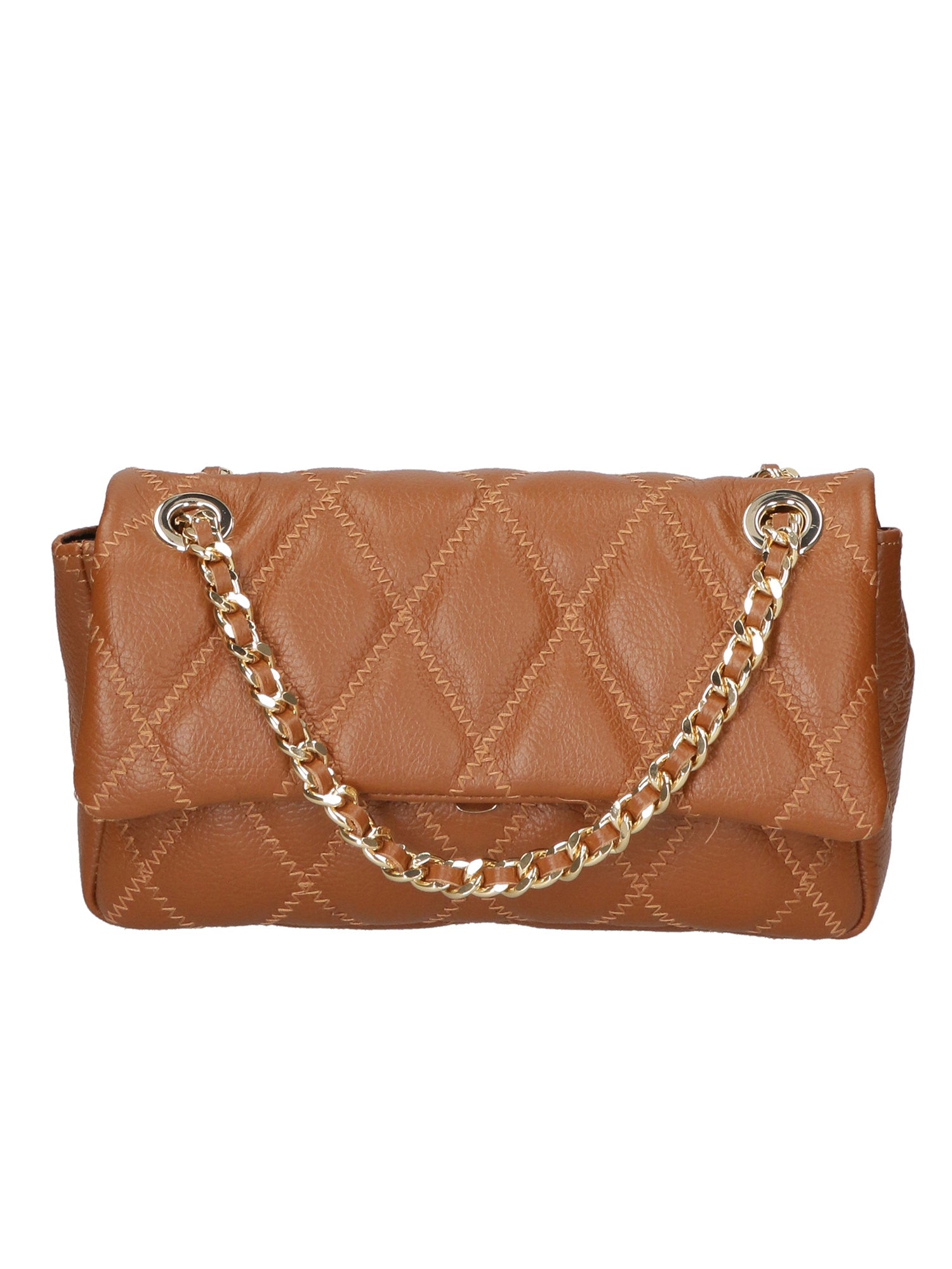 Ludovica Borsa a tracolla da donna Vera pelle 04228-D17 CUOIO SCURO DARK COGNAC Chiara Ferretti