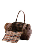 Borsa da viaggio unisex in vera pelle 100% cotone 4045-TESTA DI MORO Alessia Firenze