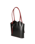 Fabiola Borsa a spalla da donna 100% pelle 9039-NERO ROSSO Chiara Ferretti
