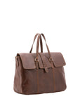 Borsa da viaggio unisex in vera pelle 100% cotone 4066-TESTA DI MORO Alessia Firenze