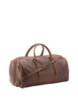 Borsa da viaggio unisex in vera pelle 100% cotone 4514-TESTA DI MORO Alessia Firenze