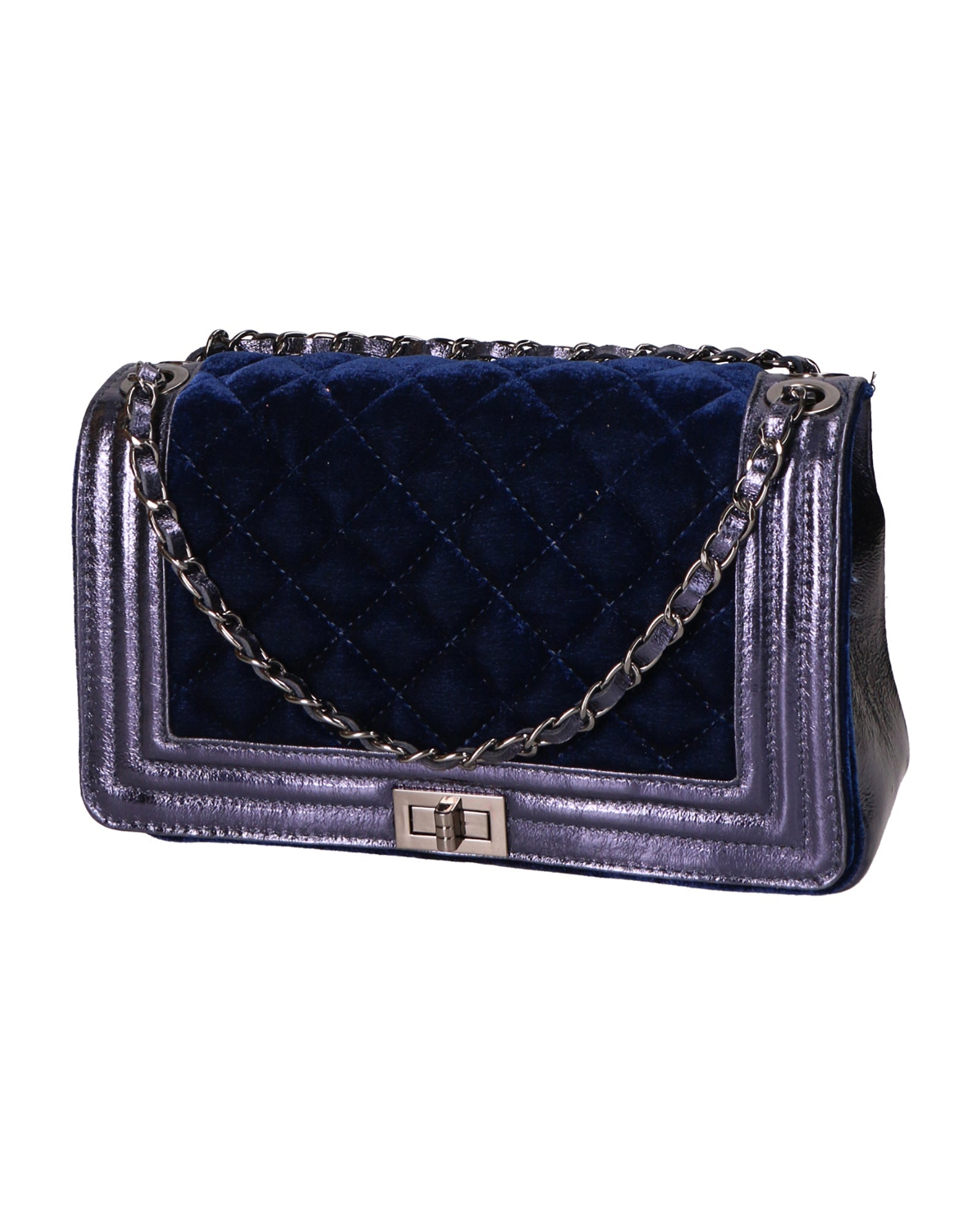 Valeriana Borsa a tracolla da donna Velluto e pelle 1139-BLU Chiara Ferretti