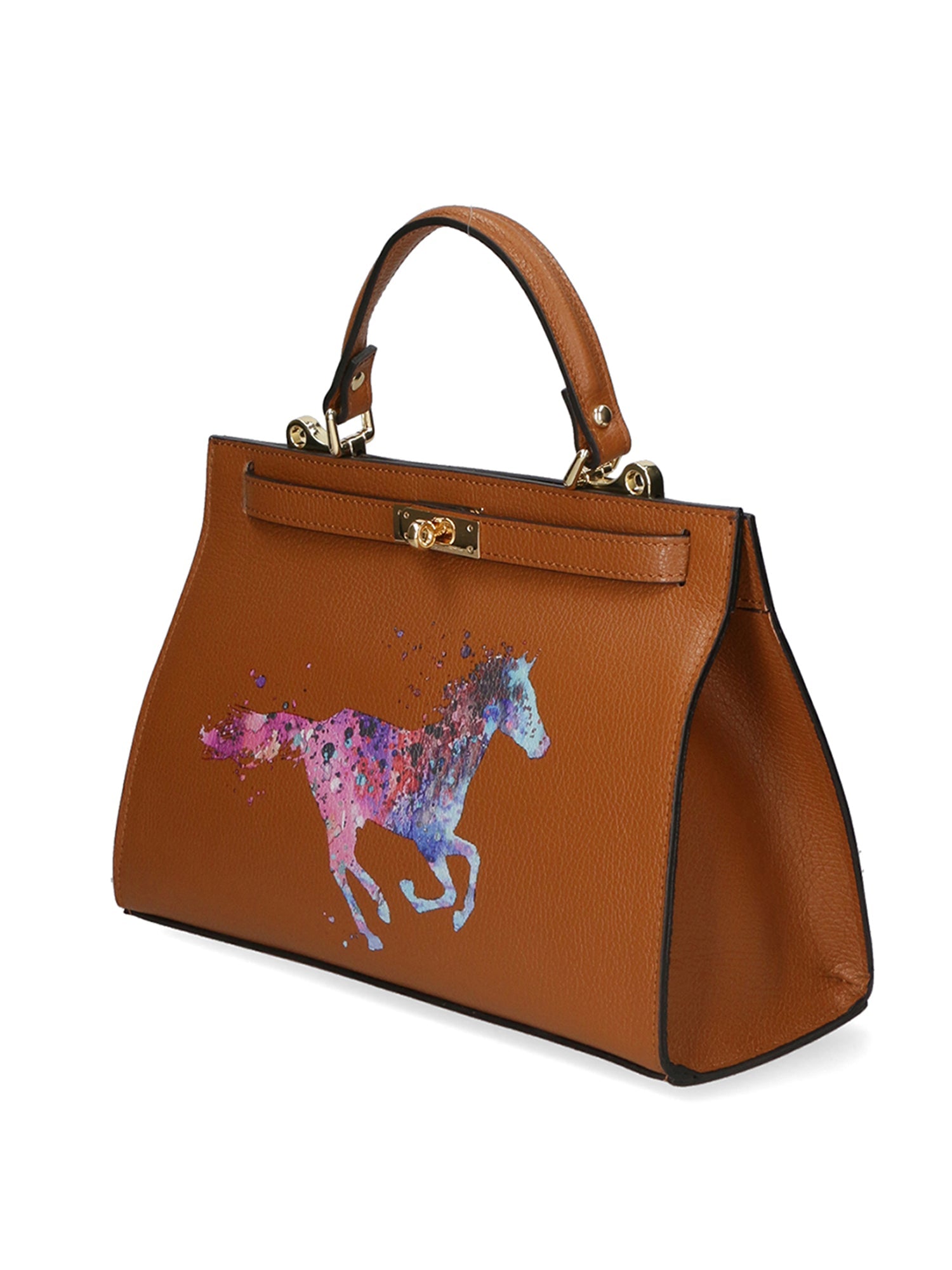 Nina Borsa a mano da donna 100% pelle 04263-D17 CUOIO SCURO DARK COGNAC Chiara Ferretti