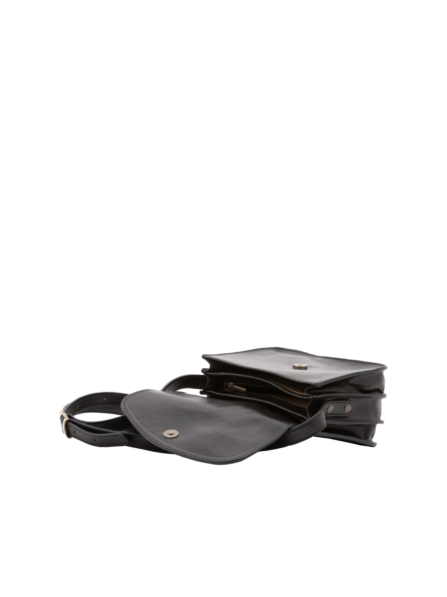 Borsa a tracolla da donna 100% pelle 5515-Nero I Fratelli