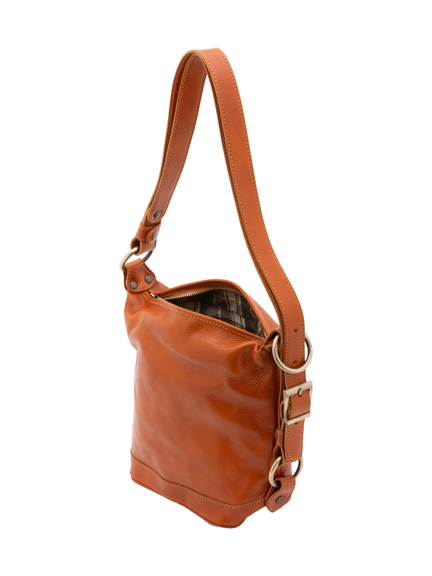 Borsa a secchiello da donna Vera pelle 5527-Cognac I Fratelli