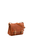 Borsa a tracolla da donna 100% vera pelle 5529-Cognac I Fratelli