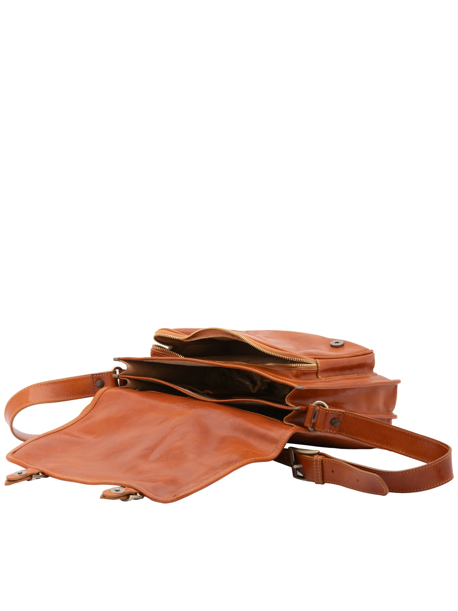 Borsa a tracolla da donna 100% pelle 5530-Cognac I Fratelli