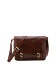Borsa a tracolla da donna 100% pelle 5530-Marrone I Fratelli