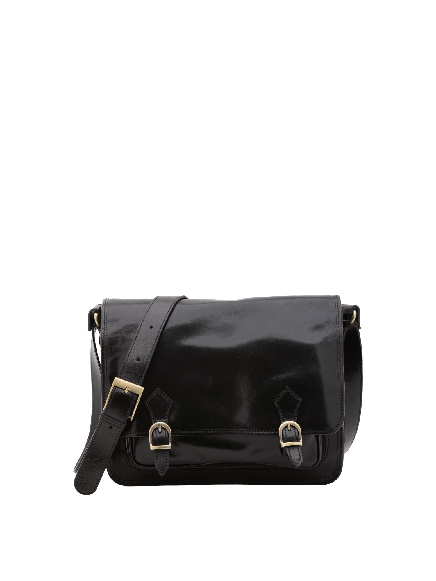 Borsa a tracolla da donna 100% pelle 5530-Nero I Fratelli