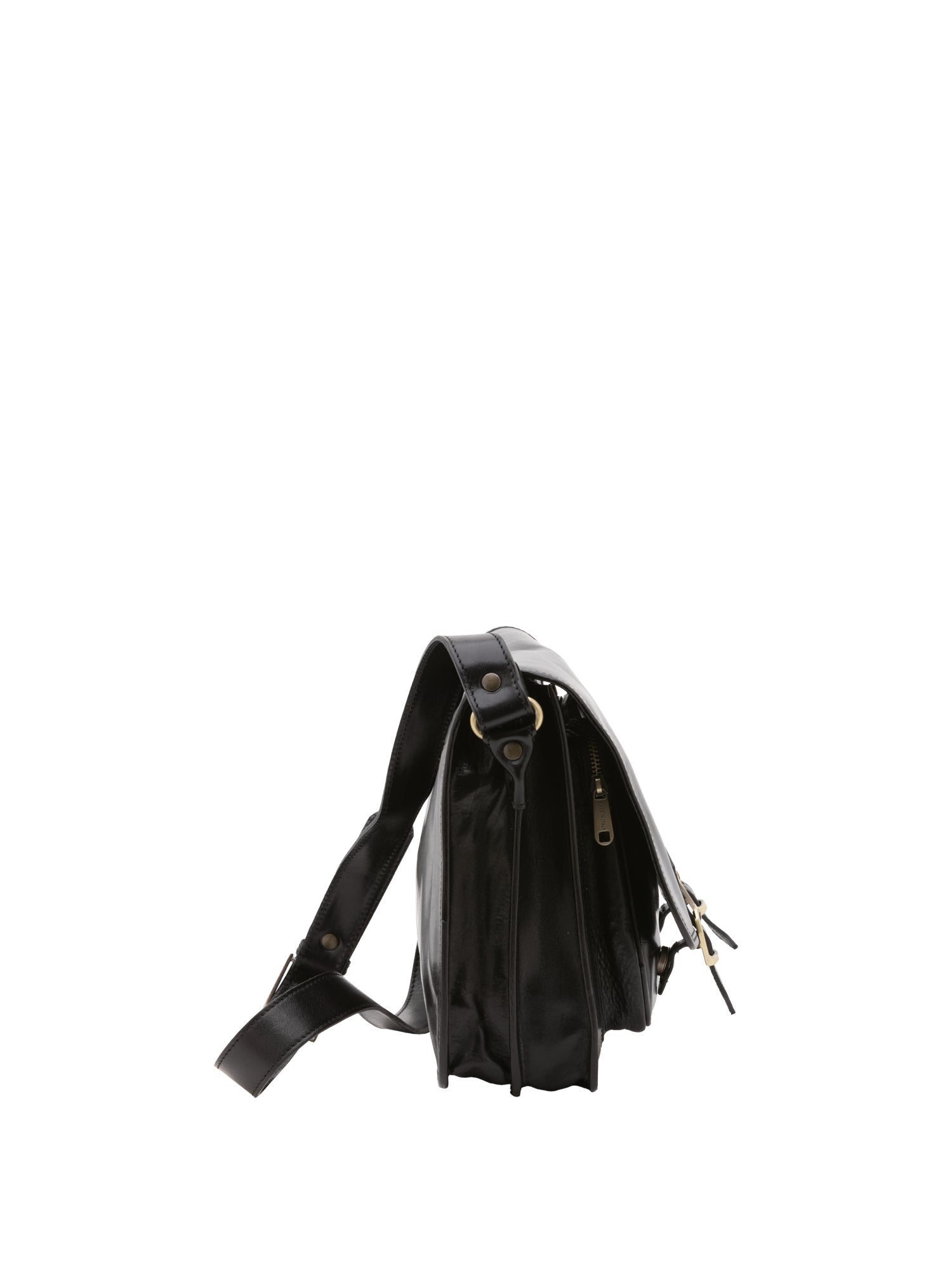 Borsa a tracolla da donna 100% pelle 5530-Nero I Fratelli