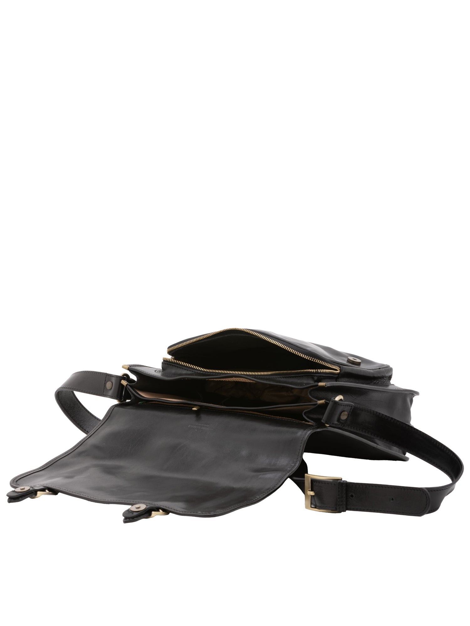 Borsa a tracolla da donna 100% pelle 5530-Nero I Fratelli