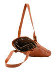 Borsa a spalla da donna 100% pelle 5536-Cognac I Fratelli