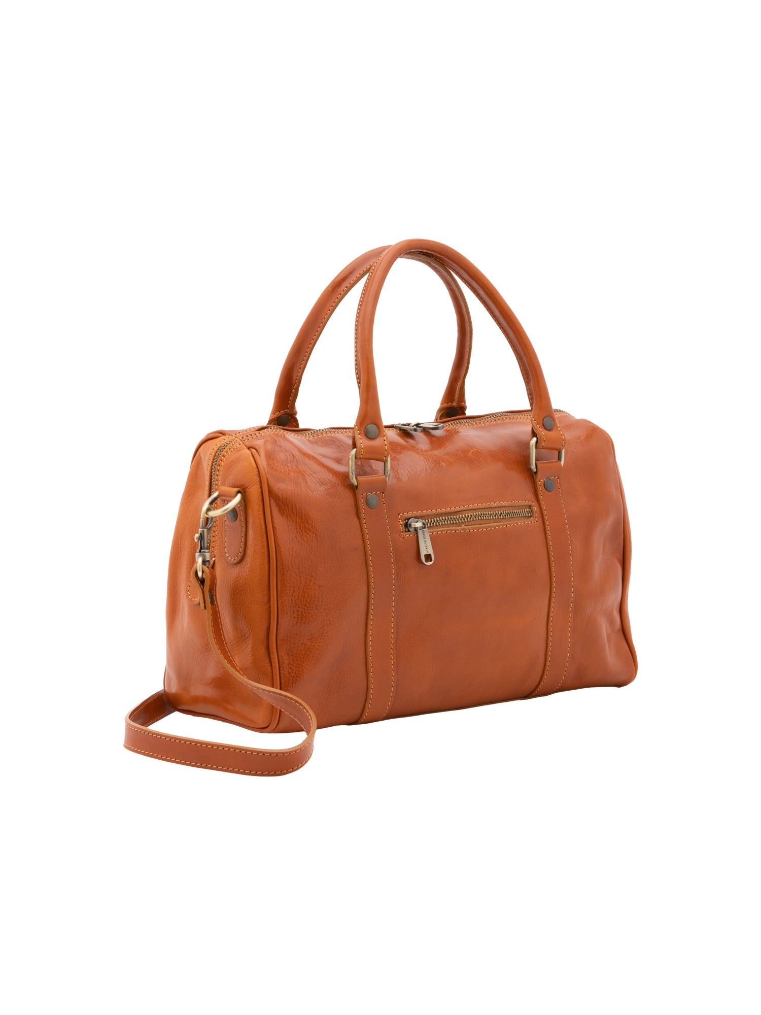 Borsa a bauletto da donna 100% pelle 5538-Cognac I Fratelli