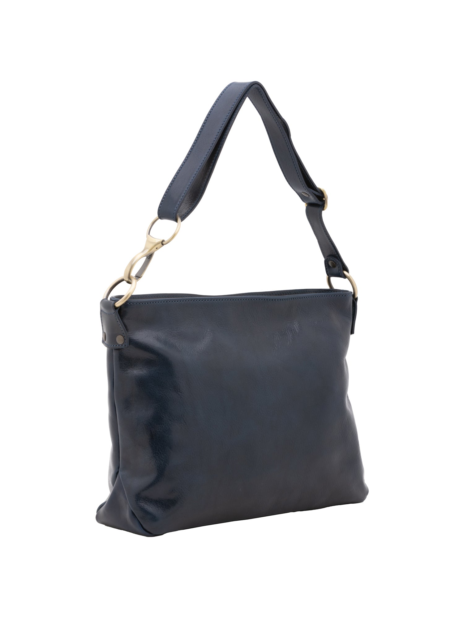 Borsa a spalla da donna 100% pelle 5540-Blu I Fratelli