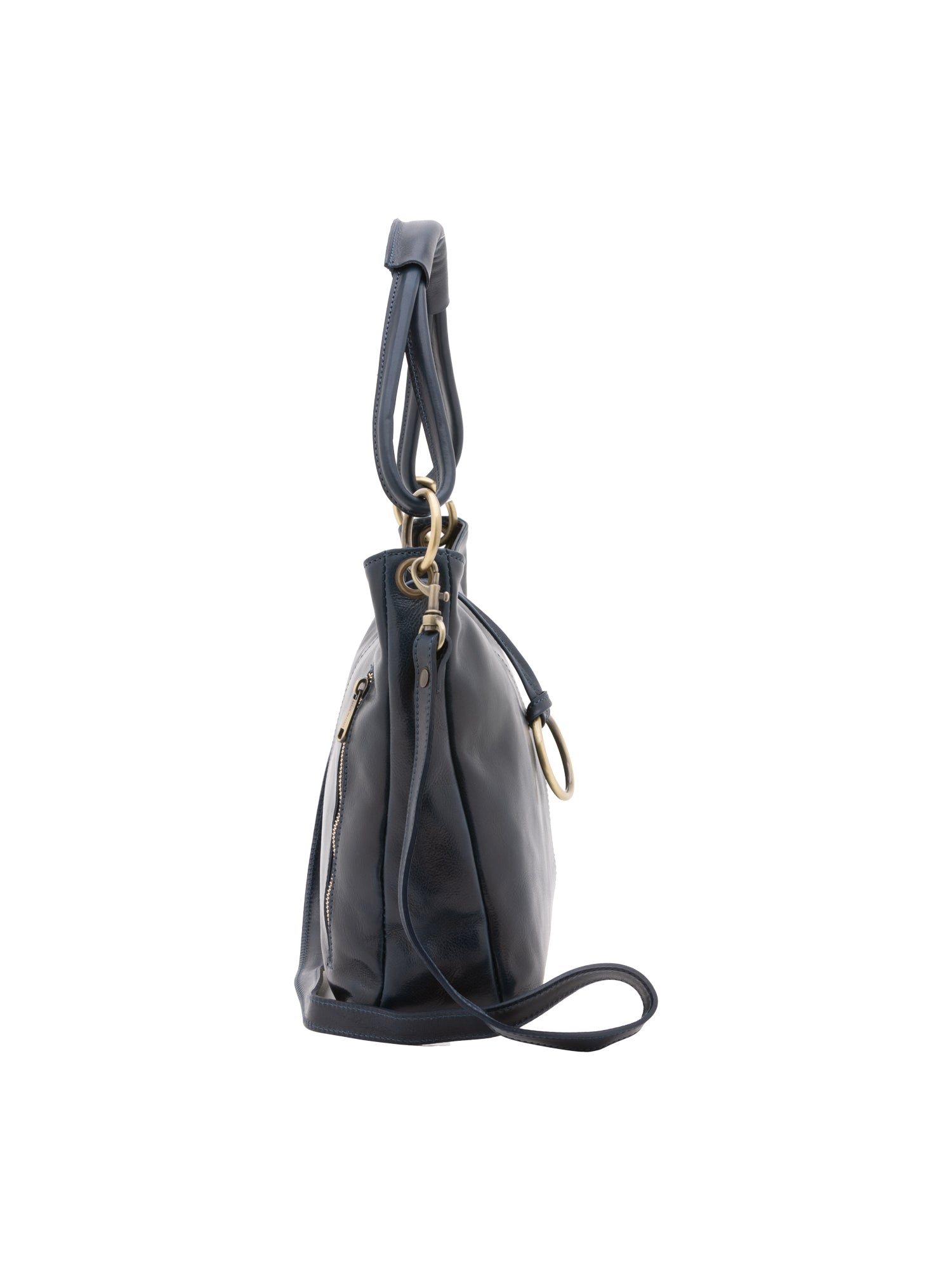 Borsa a spalla da donna 100% pelle 5541-Blu I Fratelli